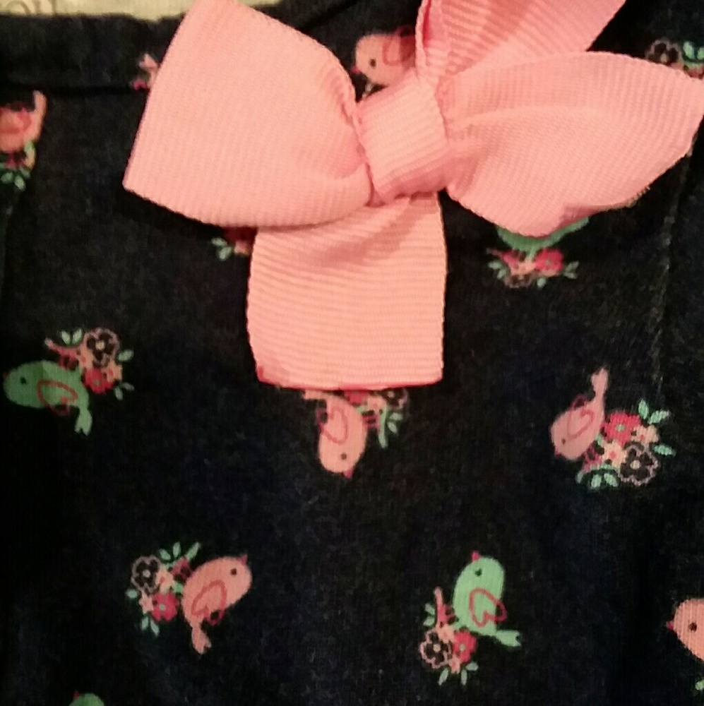 Baby Romper with pink bow and little birds.